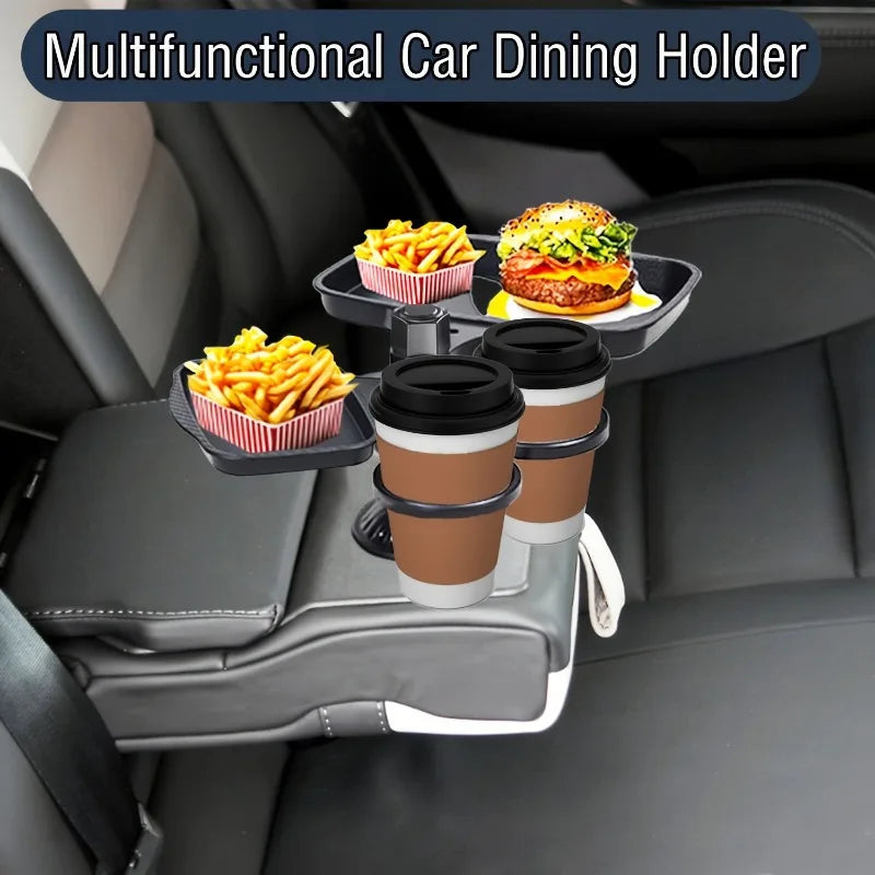 3-in-1 Detachable Car Cup Holder Tray-Expandable Food Table with 360° Rotating Design,Sturdy Base for Long Road Trips Table Tray Oasis Select