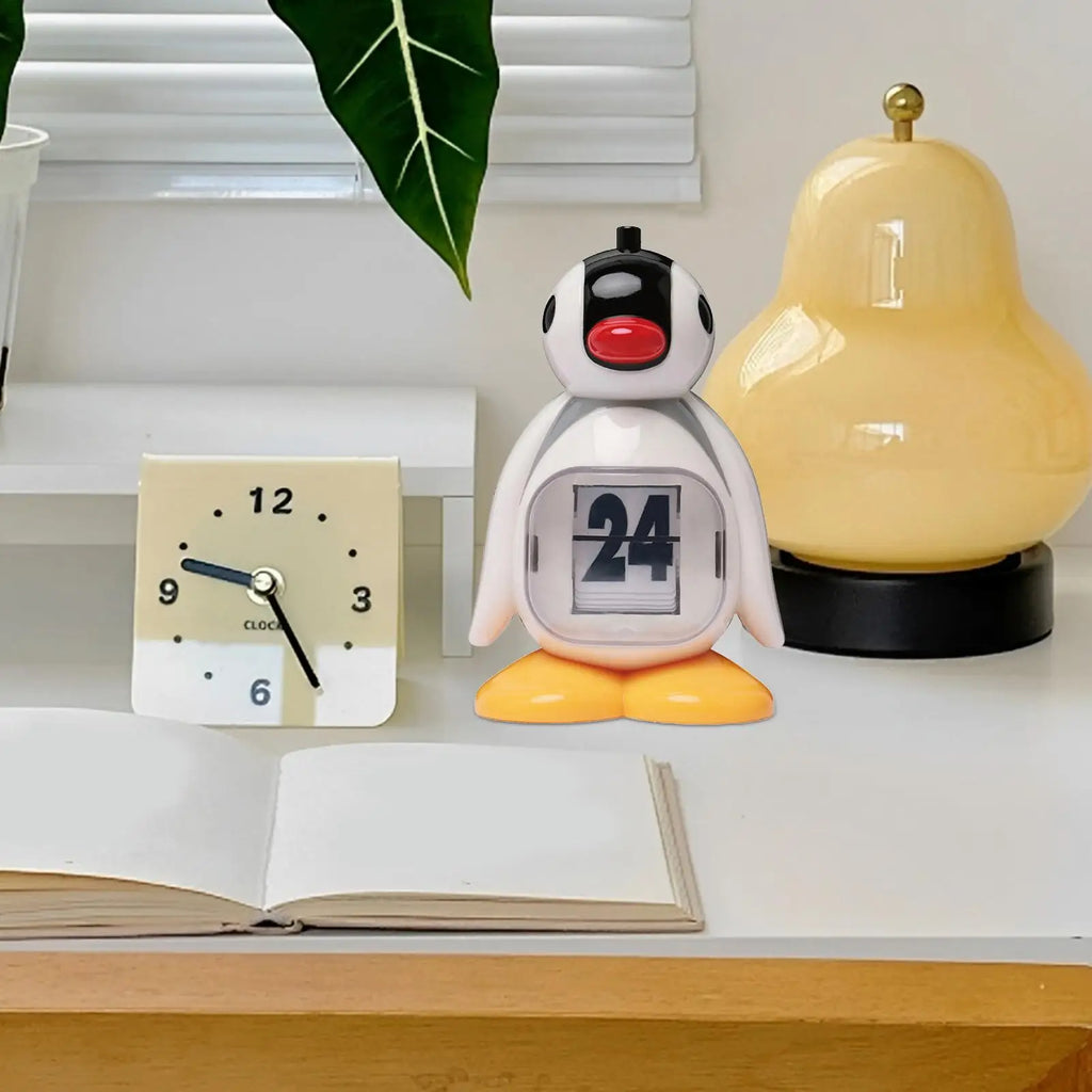 Penguin Calendar Perpetual Creative Animal Decoration Pressing Perpetual Calendar Ornament Retro for Birthday Living Room Home Oasis Select