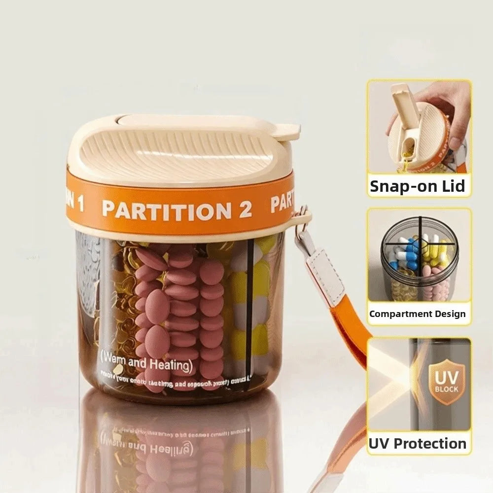 Portable 4-Compartment Pill Organizer | Travel Pill Case