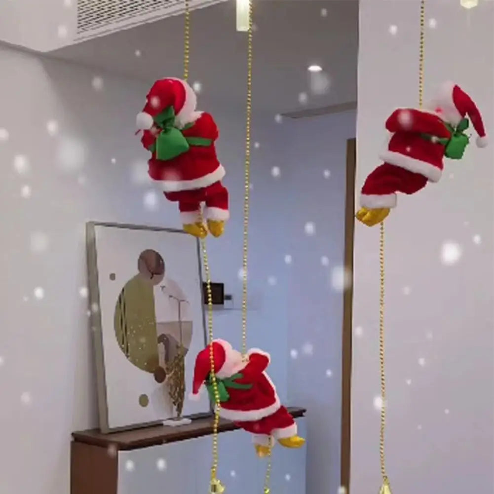 Santa Claus Climbing Beads Music Electric Doll Rope Climbing Santa Christmas Gift For Children Electric Toys Oasis Select