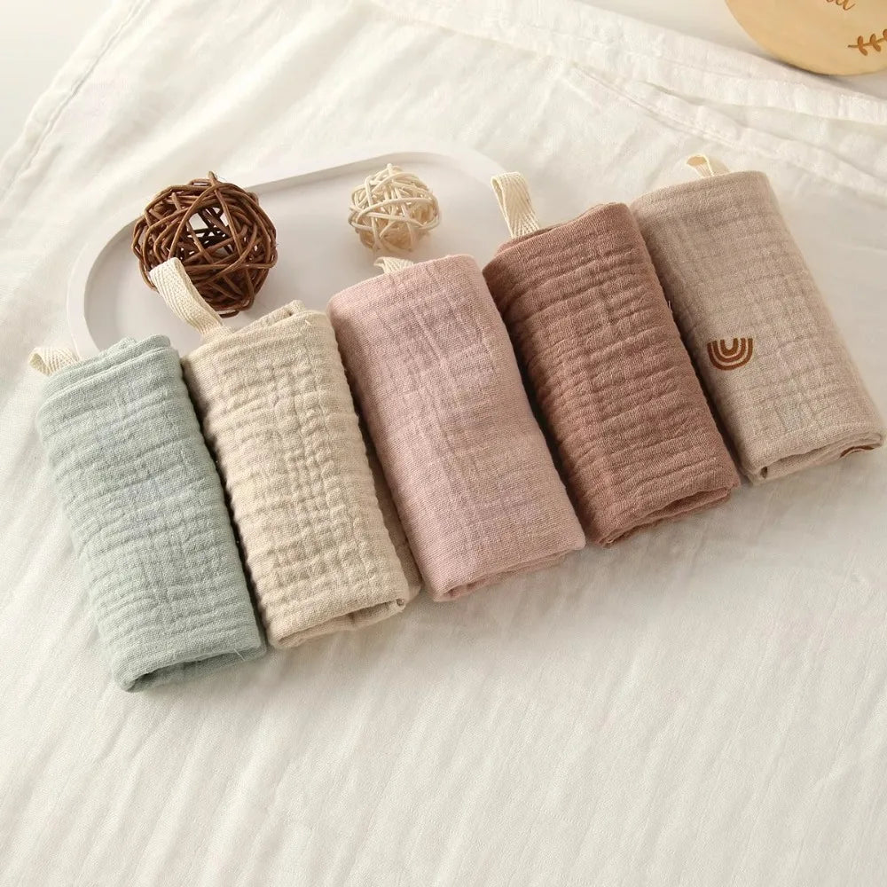 New 4-Layer Pure Cotton Baby Cotton Washcloth Soft Absorbent Square Towels Baby Towels Gauze Cotton Newborn Burp Cloth Oasis Select