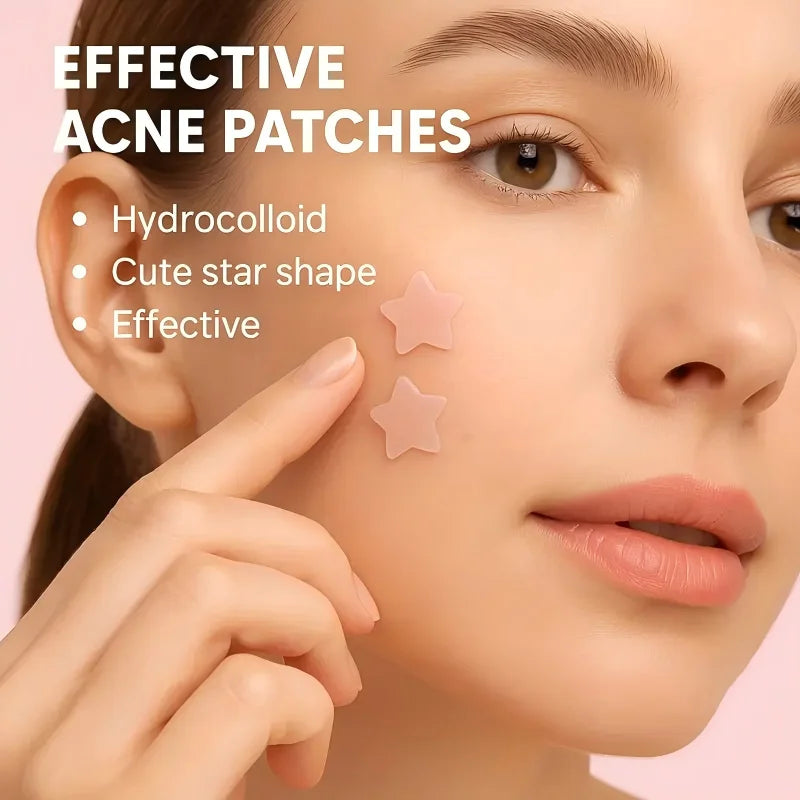 240 star shaped facial stickers, hydrogel acne stickers, suitable for all skin types, pink and yellow star shaped design Oasis Select