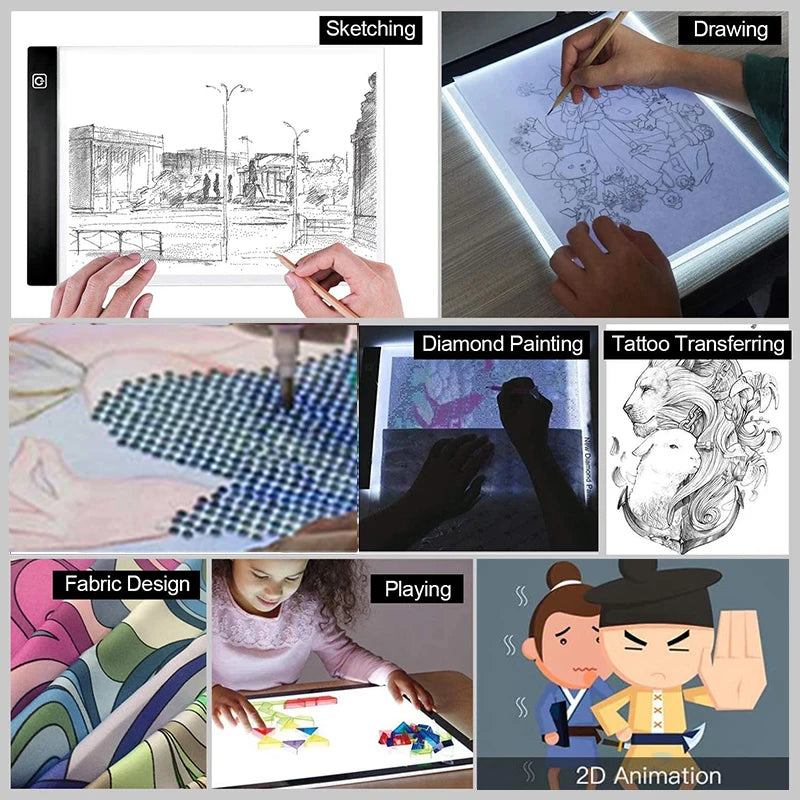 A3/A4/A5 Three Level Dimmable Led Light Pad Drawing Board Pad Tracing Light Box Eye Protection Easier for Diamond Painting Oasis Select