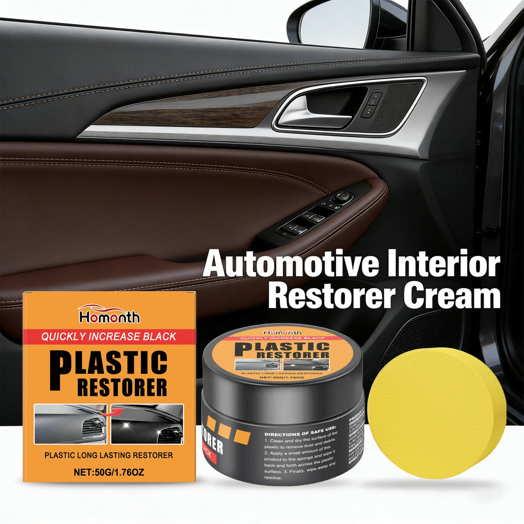 Automotive Interior Restorer Cream with Sponge Car Maintenance Cream UV Protection Repel Dust Stains Waterproof Repair Car Care Oasis Select