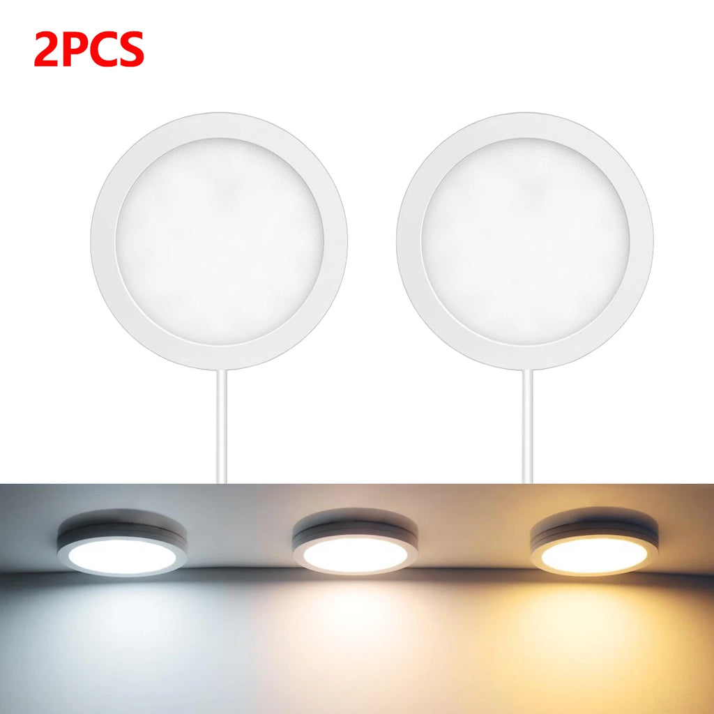 LED Night Light 1-10piece Puck Lights USB Plug for Under Cabinet Collection Closet Wine Case Wall Ceiling Decorative Lighting Oasis Select Neutral White 2Pcs LED Light