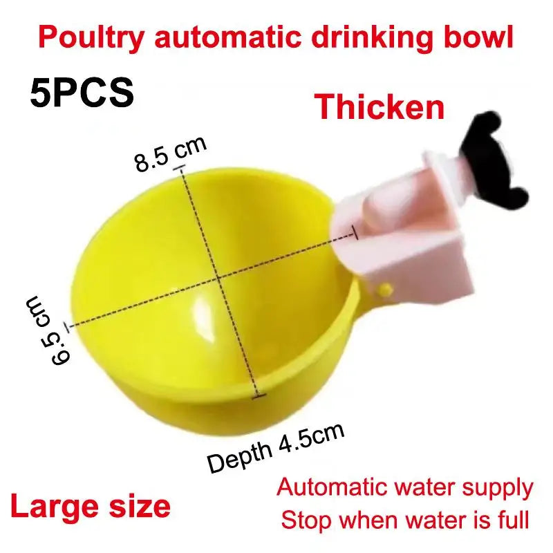 5-Pack Automatic Chicken Waterer Cups | Poultry Drinker Bowls