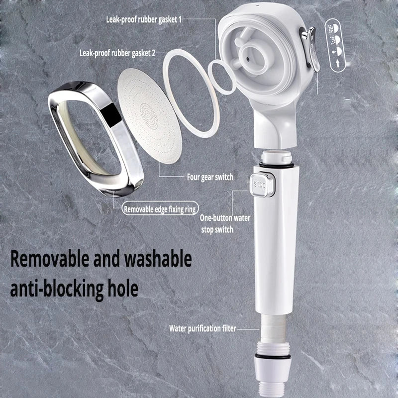 High Pressure Shower Head Water Saving 3 Modes Shower Heads Adjustable One-Key Stop Water Massage Sprayer Bathroom Accessories Oasis Select