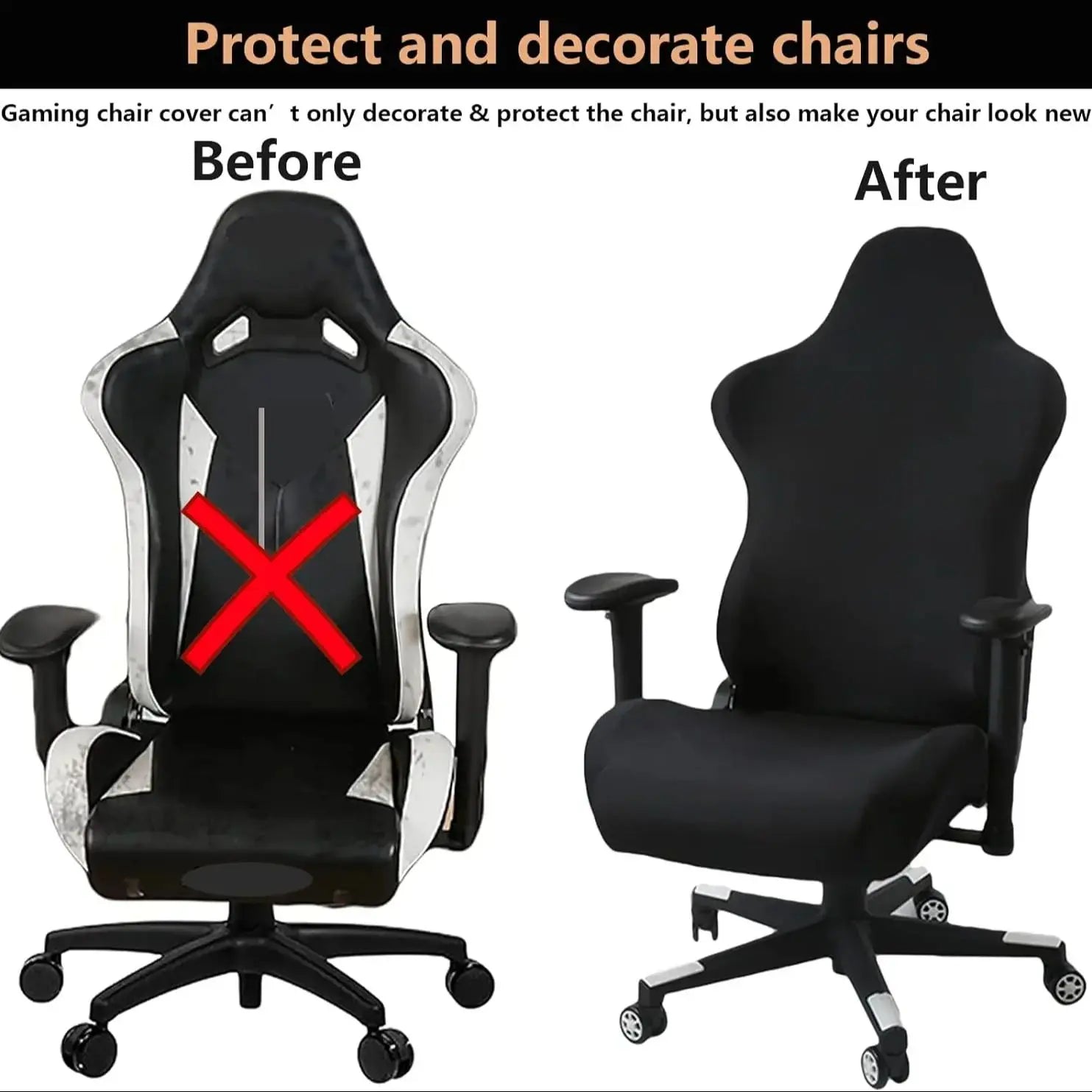 Gaming Chair Cover Set 4pc – Seat, Back & Armrest Covers
