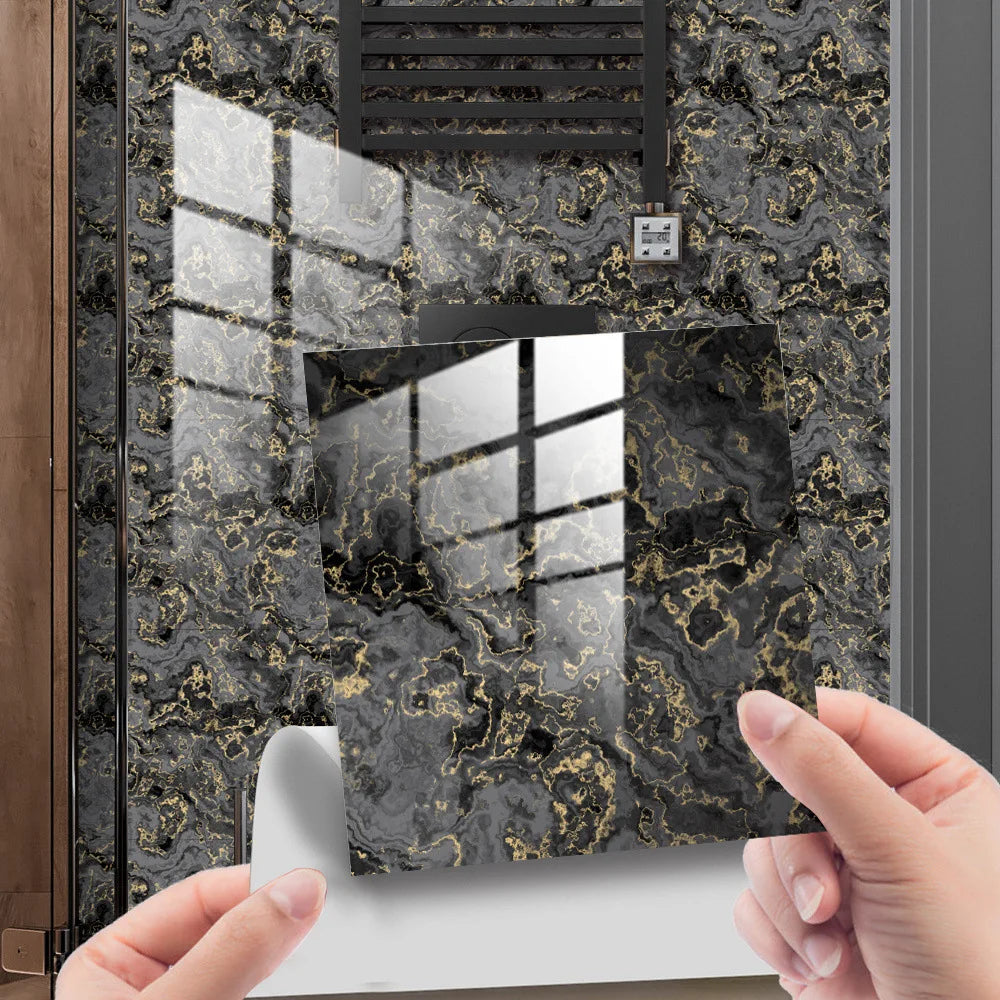 The Thickened Film-coated Crystal Texture Decorative Self-adhesive Paper Wallpaper with Marble-patterned Tiles Wall Stickers Oasis Select DLS084 15x15cm-10 pieces