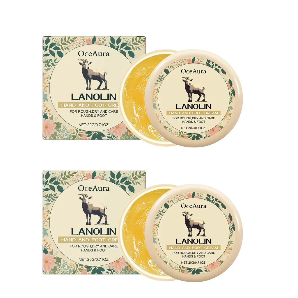 Lanolin Hand Foot Cream Deep Moisturizing Exfoliates Removes Dead Skin Softens Hands Anti-Crack Non-Greasy Hydration Cream Oasis Select 2Pcs