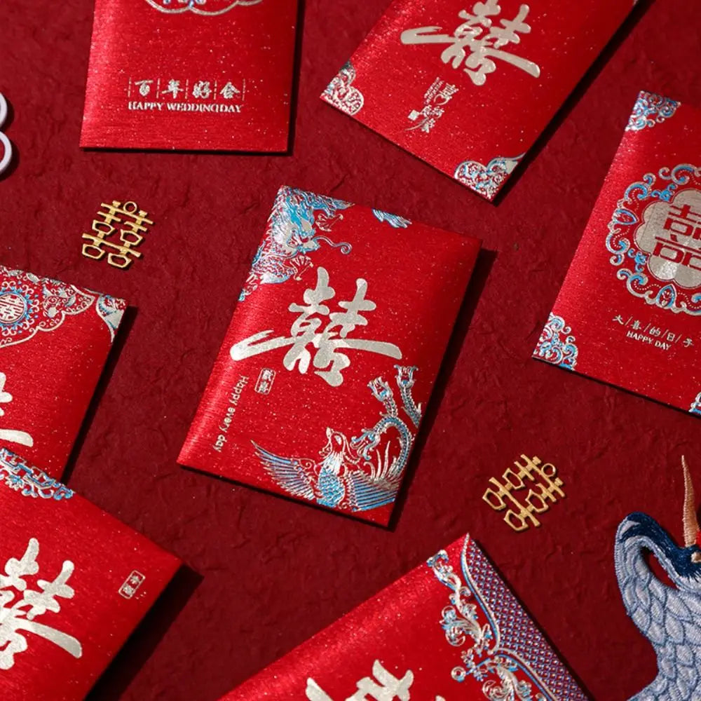 20pcs New Trendy Multiple Patterns Money Pocket Lucky Money Good Luck Blessing Bag Best Wishes Red Envelope Chinese Wedding Oasis Select