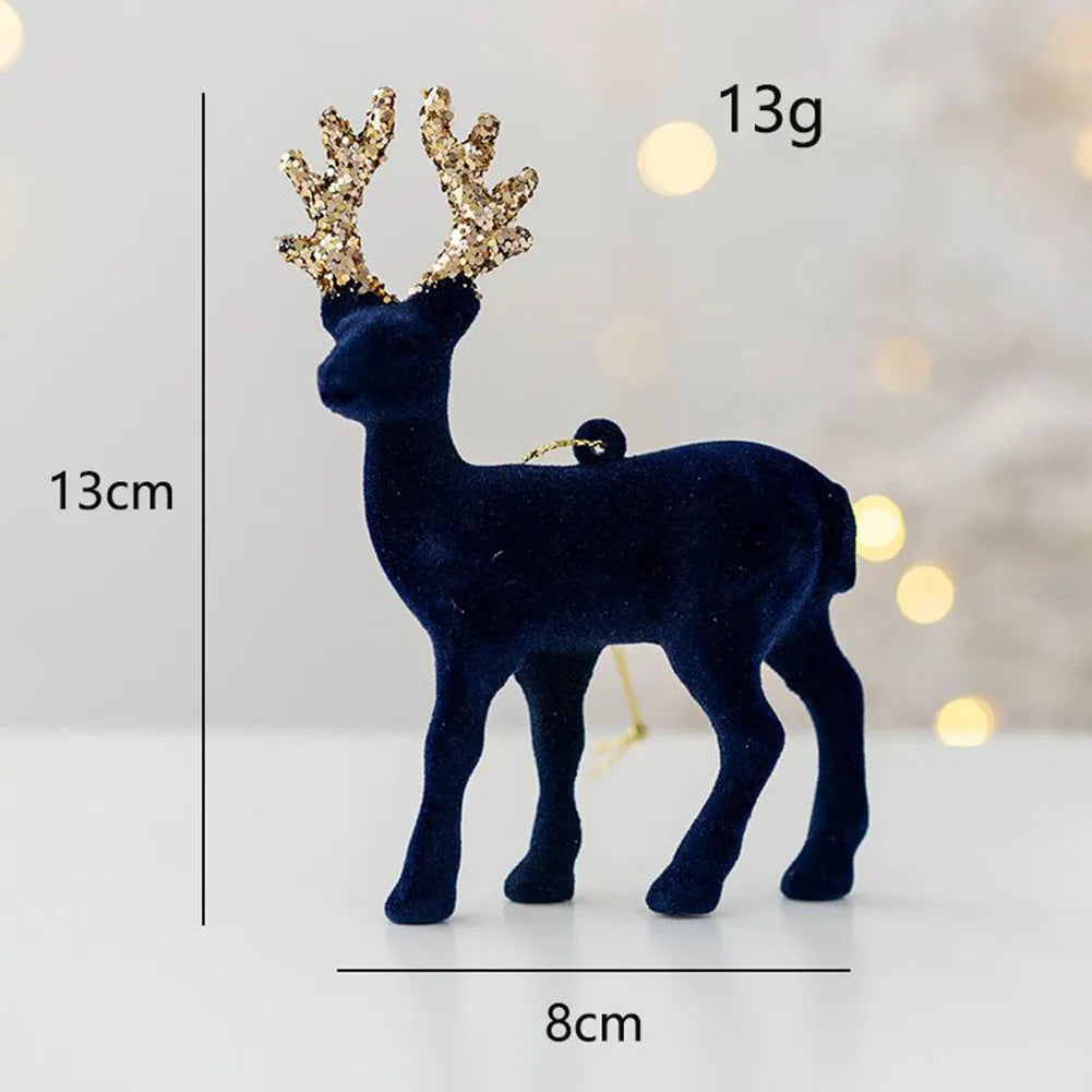 Simulation Reindeer Craft Ornaments Christmas Glittering Resin Deer Sculpture Xmas Elk Tree Decoration Party Craft Holiday Decor Oasis Select Blue China Mainland
