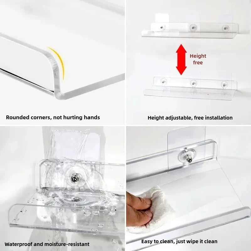 Acrylic Wall Mounted Floating Shelf – Kitchen & Bathroom Rack