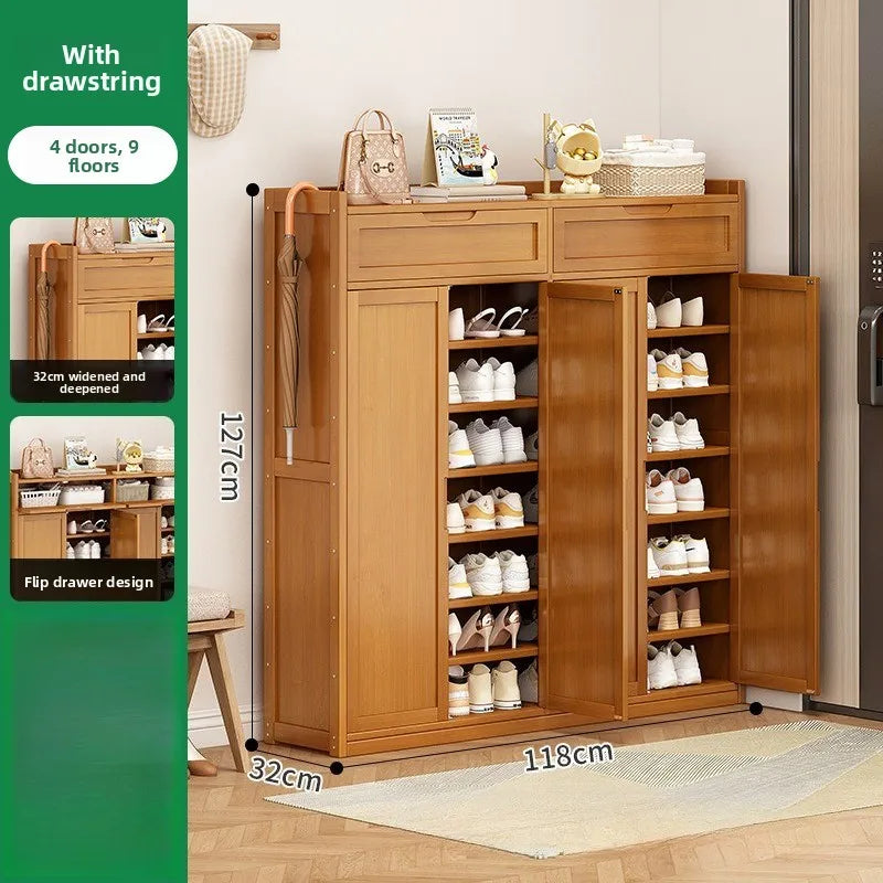 Durable Shoe Cabinet, Nanzhu Shoe Rack At The Entrance Of The Home, Storage Artifact, Space-saving And Dust-proof Entry Oasis Select Door 4-9-B