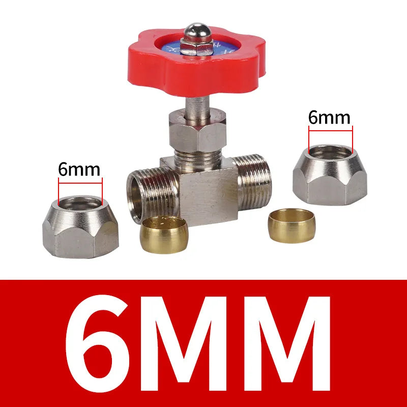 Pneumatic Copper Tube Needle Globe Valve Metal High Pressure 6 8 10 12mm Inner Diameter 1/8 1/4 "plastic Handle Nickel Plated Oasis Select ZXF-06mm