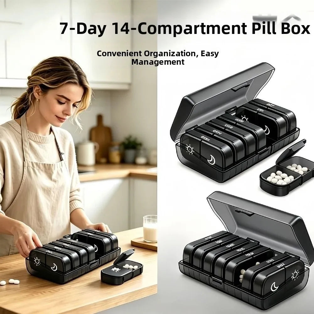 7-Day Weekly Pill Organizer – 21 Sealed Compartments, Portable