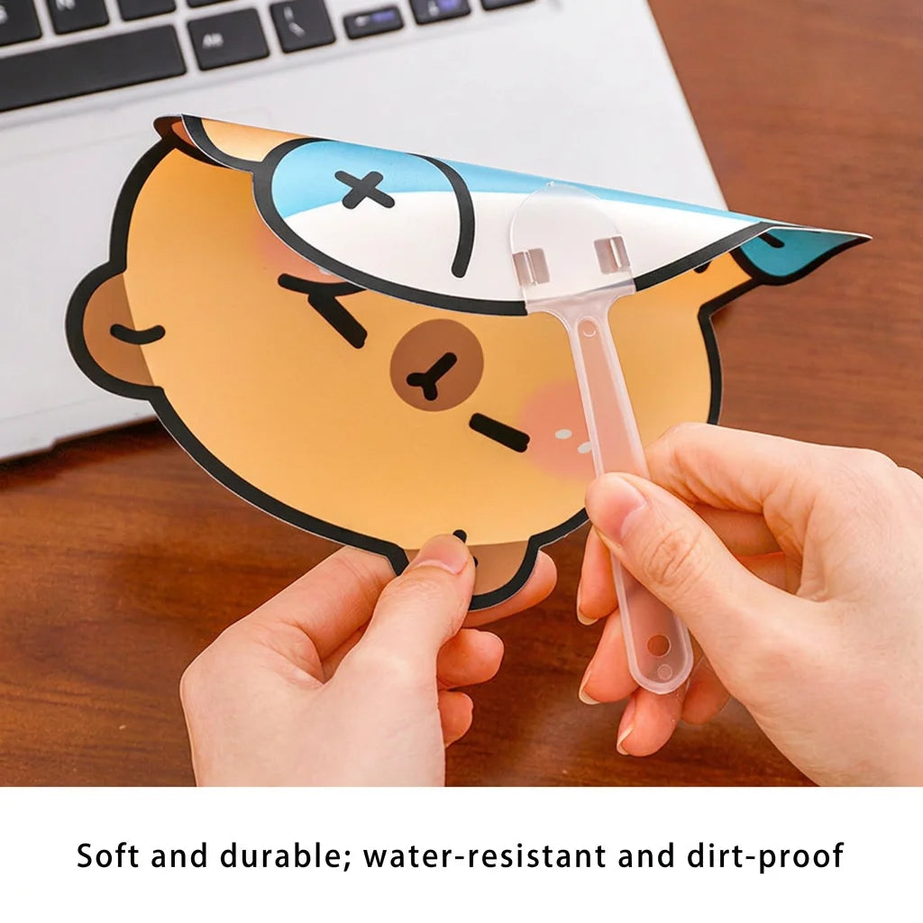 Cute Cartoon Capybara Die-cut Handheld Fan Portable PP Plastic Small Cooling Fan for Summer Outdoor Kids Gift Oasis Select