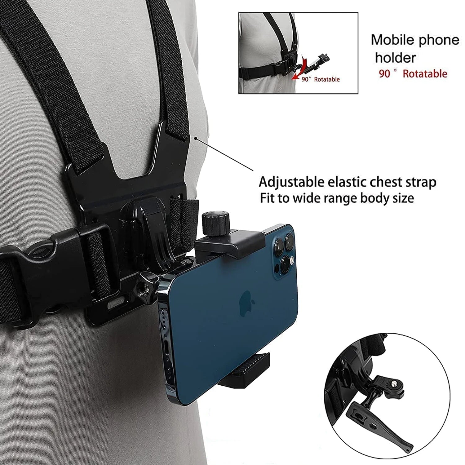 Chest Strap 360° Phone Mount for GoPro & Action Cameras