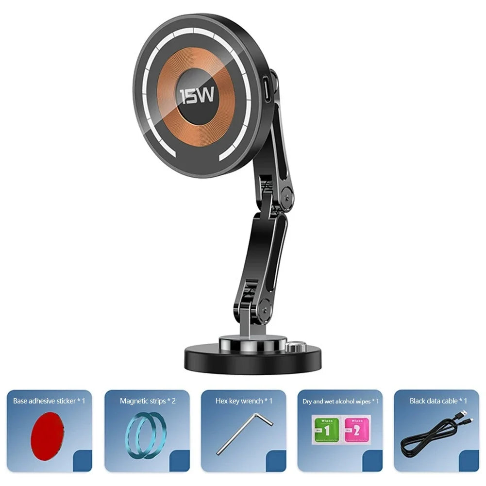 15W Magnetic Wireless Car Charger Mount | 360° Rotation