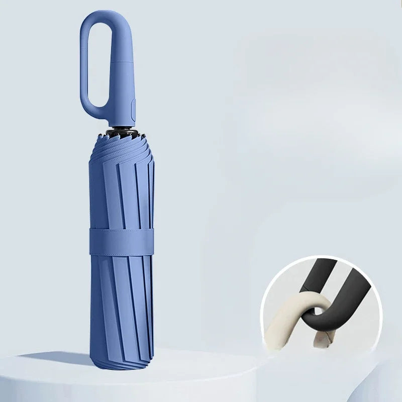Automatic Umbrella 20 Ribs Extra Large Folding Strong Sunshade Double Umbrella for Men Women with Fully Opened Ring Buckle Oasis Select Blue 8K iron