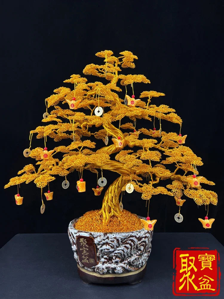 Cash cow handicraft fortune tree fortune decoration wine cabinet decoration living room office shop opening gifts Oasis Select