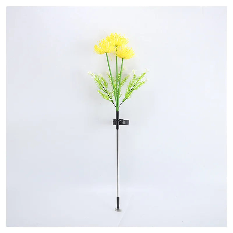 Led Solar-powered Red Spider Lily Simulation Flower Ground Insert Light Outdoor Courtyard Decoration Lawn Light Illumination Oasis Select Yellow flower