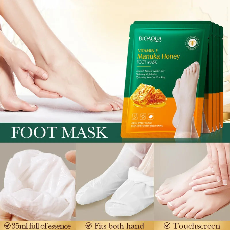 BIOAQUA Honey Exfoliating Foot Mask – 10 Pairs Dead Skin Remover Exfoliating Foot Mask Oasis Select