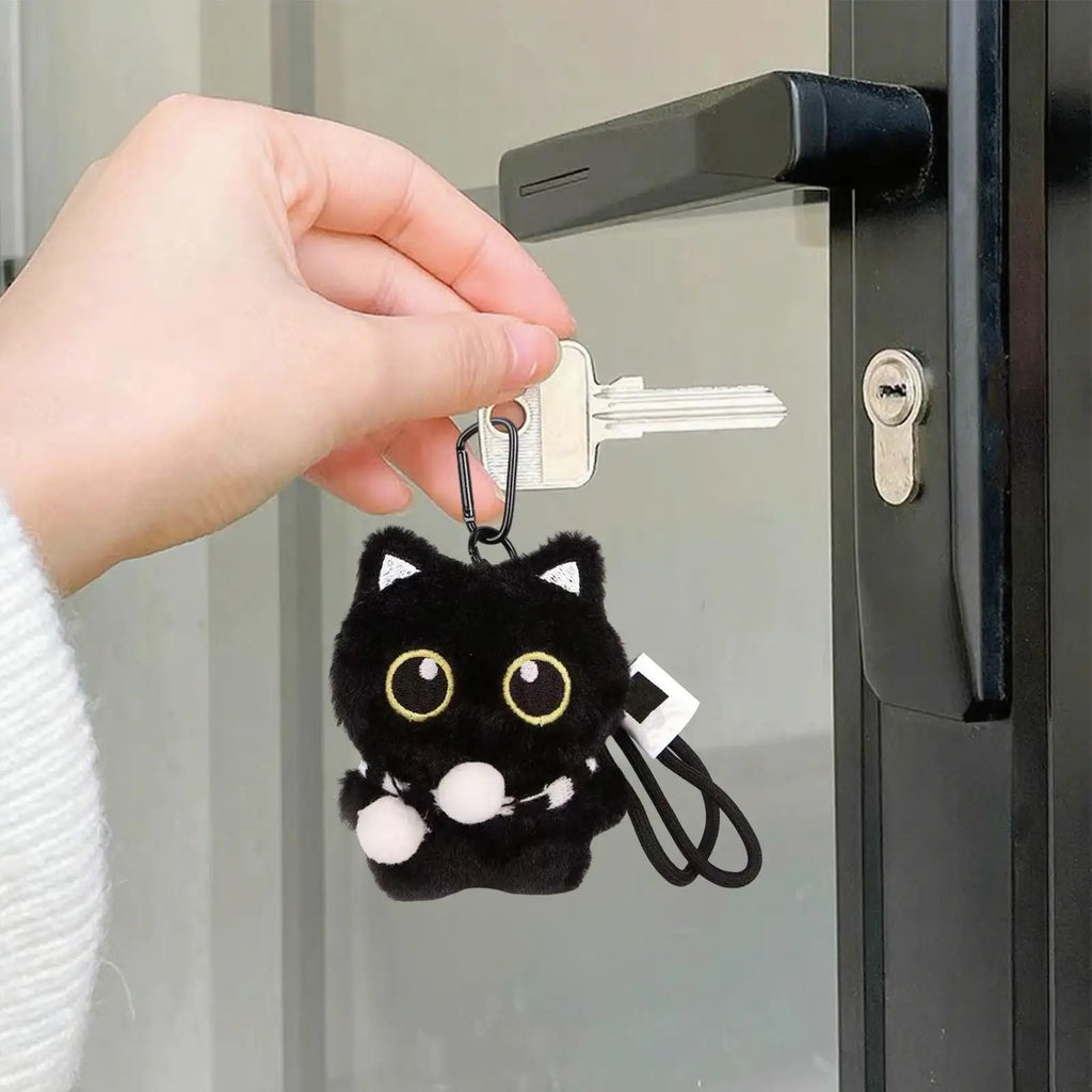 Cat Keyring Pendant Black Cat Plush Keychain Cute Bag Accessory for Kids Adults Backpack Handbag Travel Commuting Birthday Oasis Select