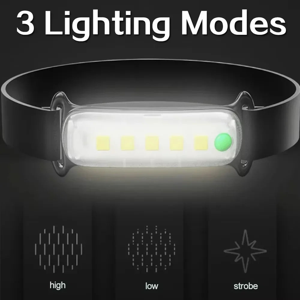 COB LED Headlamp Waterproof Mini LED Flashlight Fishing Head Lamp LED Flashlight Camping Hiking Lamp Working Camping Head Light Oasis Select