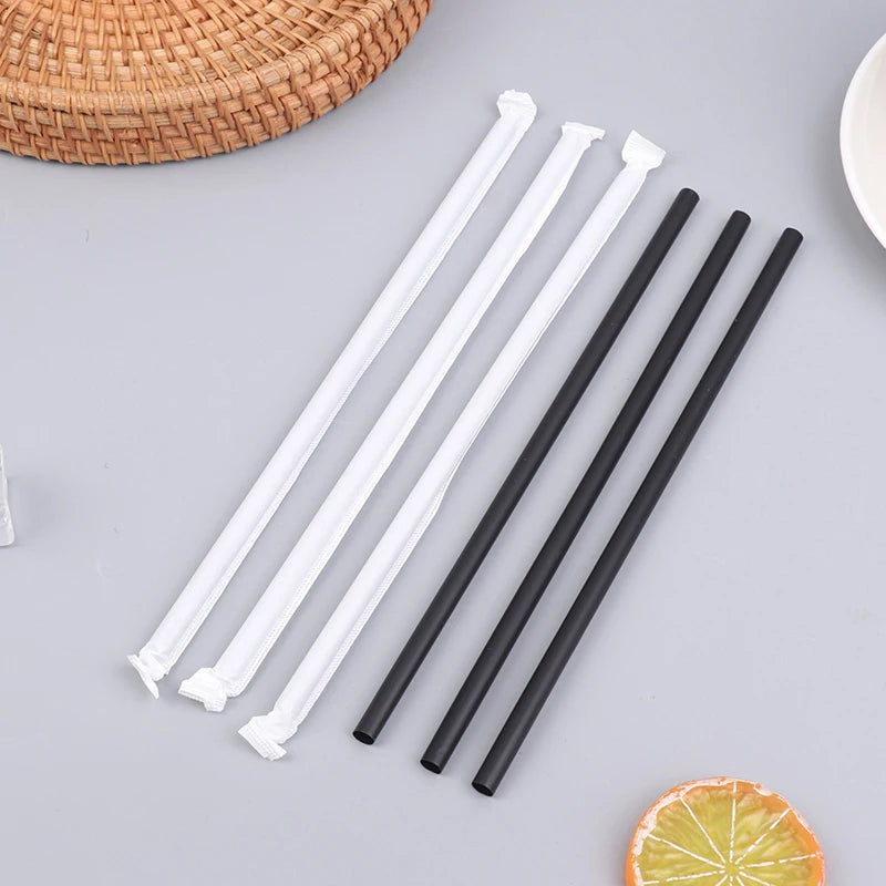 SUSU 100Pcs Drinking Straws Plastique Straws Single Piece Paper Packaging Rietjes Flexible Party Kitchen Beverage Straws Oasis Select