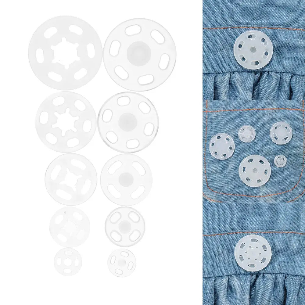 100Pcs Transparent ABS Plastic Invisible Snap Fasteners Press Button DIY Handmade Crafts Round Flatback Stud Sewing Accessory Oasis Select