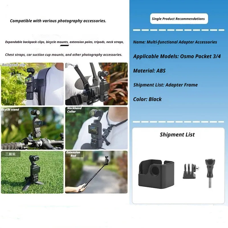 DJI Osmo Pocket 3/4 Head Strap, Chest Mount & Backpack Clip Kit