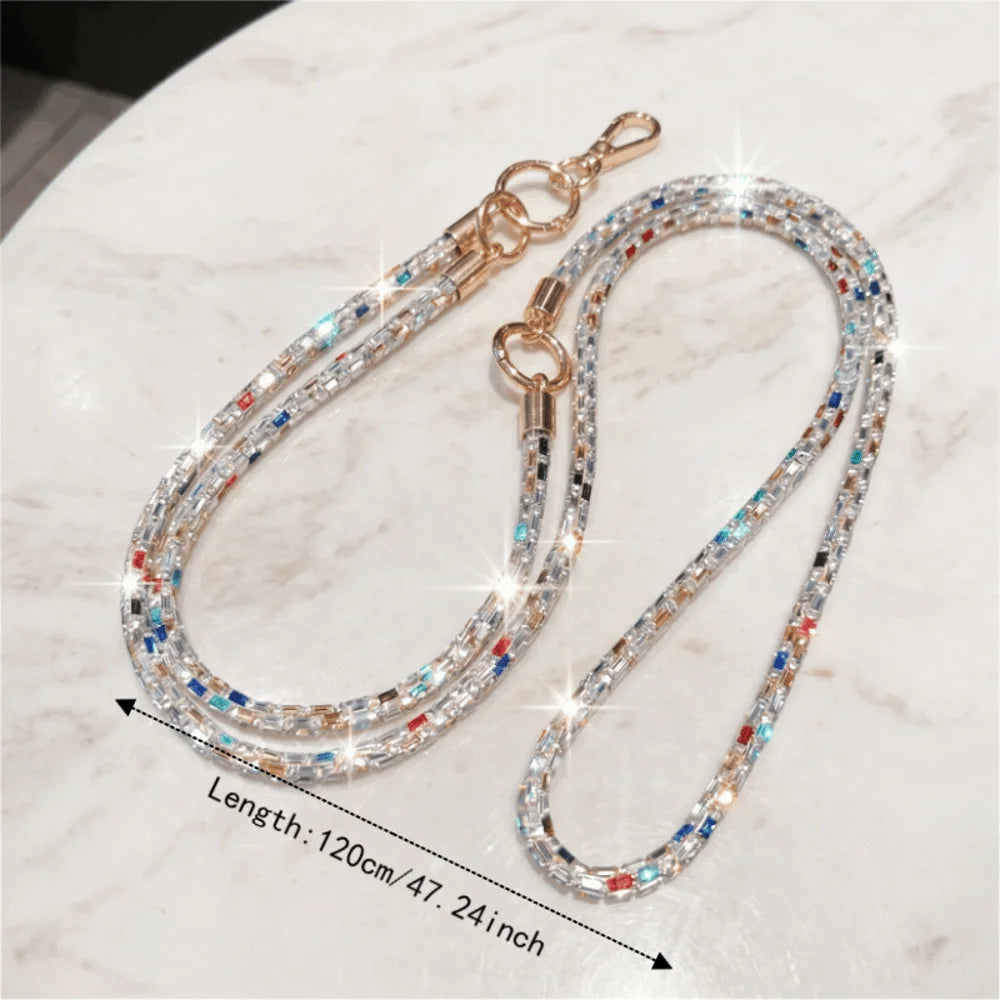 Square Crystal Mobile Phone Lanyard Bright Rhinestone Detachable Design Rhinestone Phone Lanyard Cross Rope Bling Design Oasis Select
