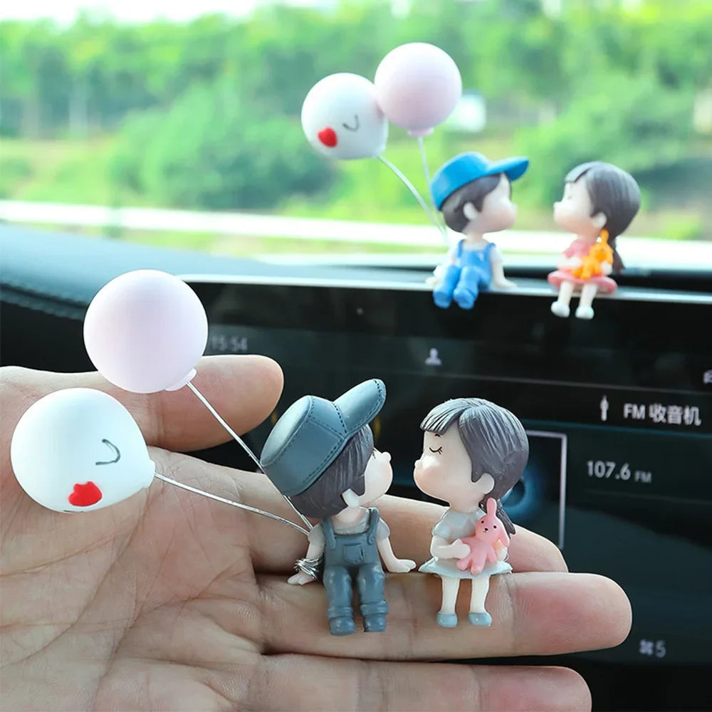 Cute Cartoon Couples Action Figure Figurines Balloon Ornament Desktop Home Decoration Auto Interior Dashboard Decor Oasis Select