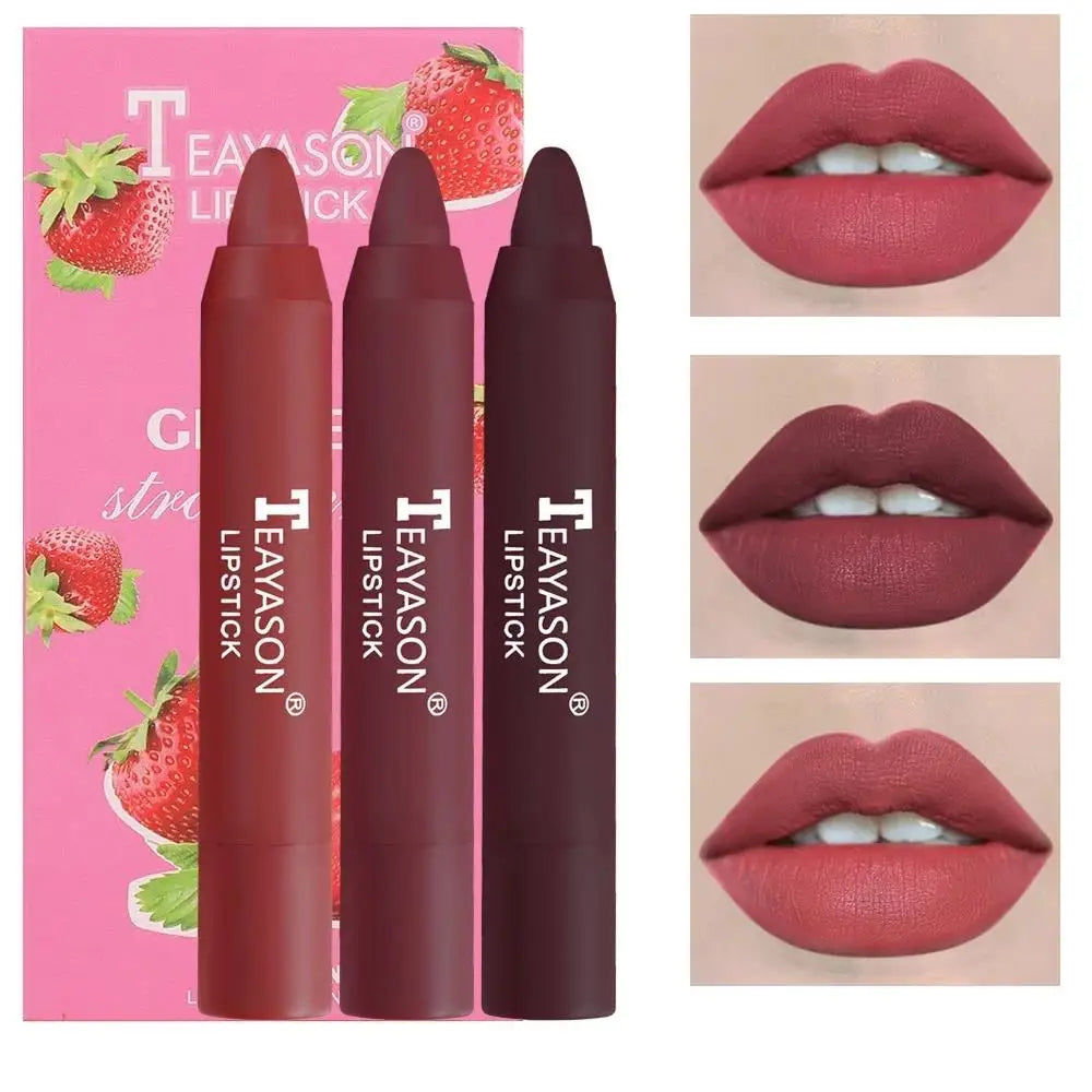 TEAYASON Matte Lipstick Set 3-Piece Waterproof Velvet Nude & Red