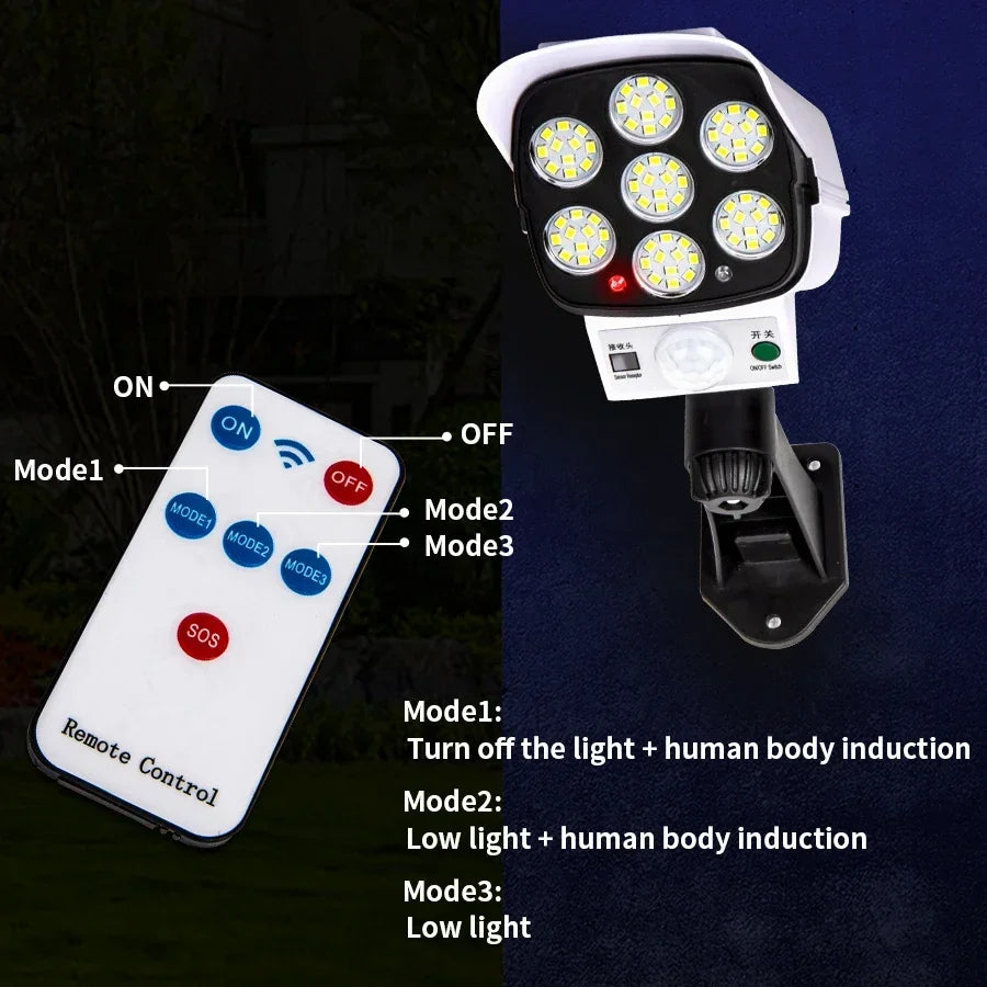 77LED Outdoor Waterproof Solar Light with Remote Control 3 Modes Motion Sensor Solar Wall Lamp for Garden Yard Patio Deck Garage Oasis Select