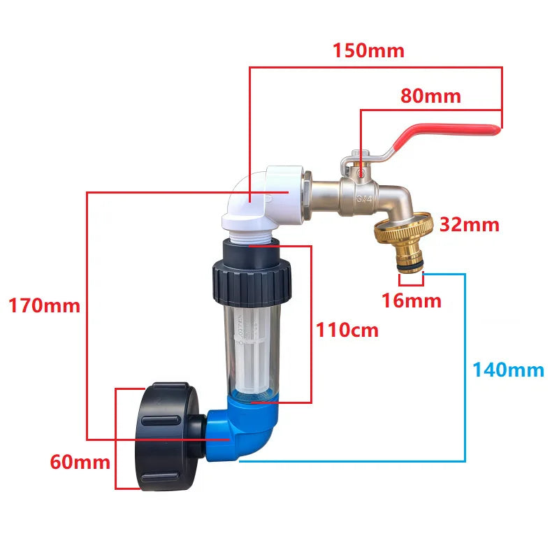Copper Alloy Faucet with Partition Accessories Aquarium and Livestock Drainage Adapter PVC Rain Barrel Spigot Kit Oasis Select