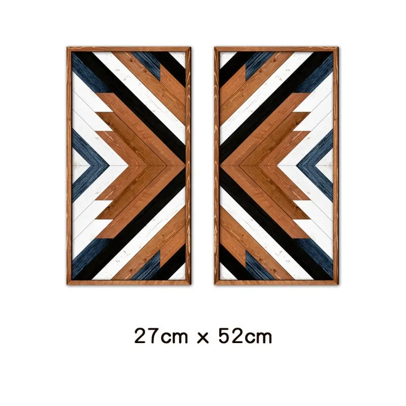 Wall Stickers Wooden Frame Paintings Nordic Style Geometric Patterns Living Room Bedroom Study Decoration Oasis Select MZ455-A