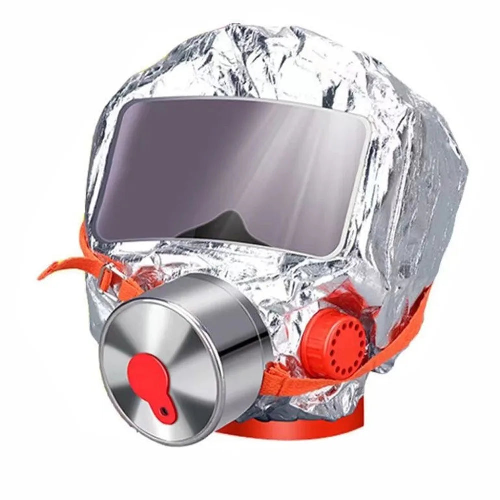Multi-Layered Filter Fire Escape Mask Easy-Fit Hood Self-Rescue Breathing Apparatus Smoke Filter Respirator Fireproof Filter Oasis Select Silver