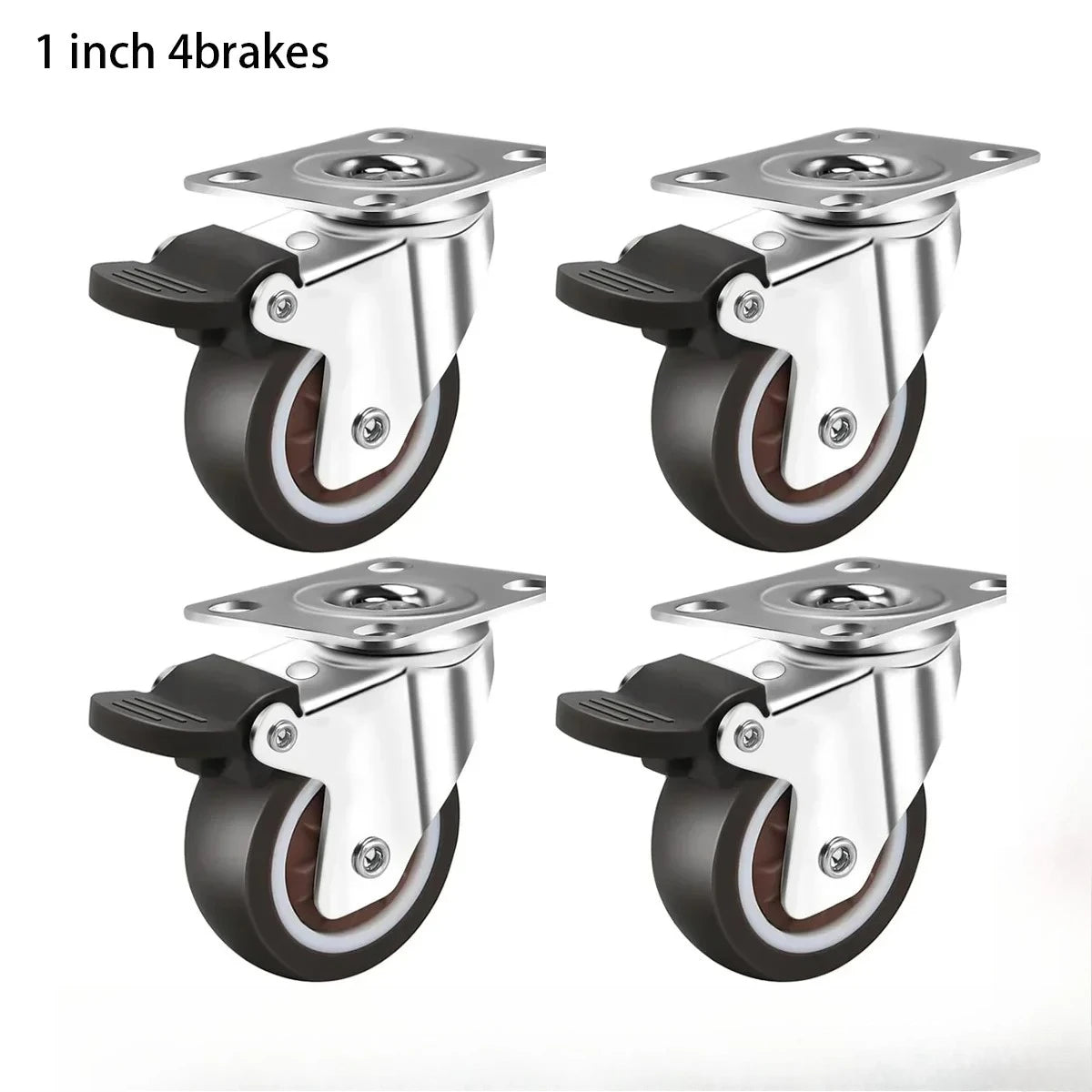 Caster Wheels 2 Inch, Heavy Duty Furniture Casters Set of 4,Rubber Castors No Noise,Designed for Desk,TV Stand,Coffee Table Oasis Select 1 inch brake