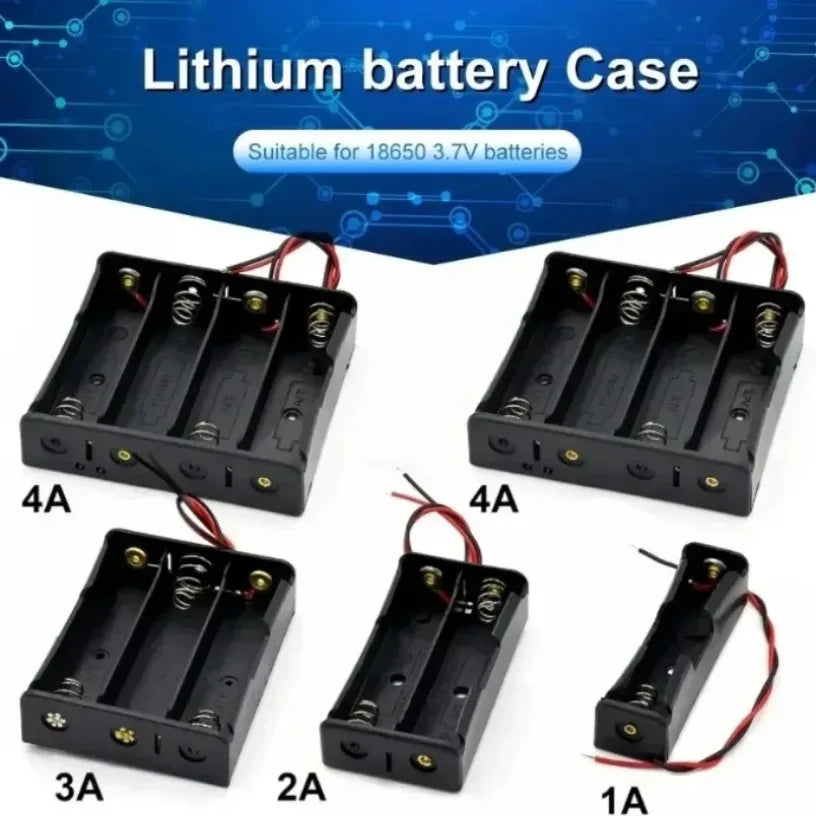 18650 Battery Storage Box 1 2 3 4 Slot Without shell ON/OFF And 2 Slots With casing ON/OFF With Connect Black Red Wires Oasis Select