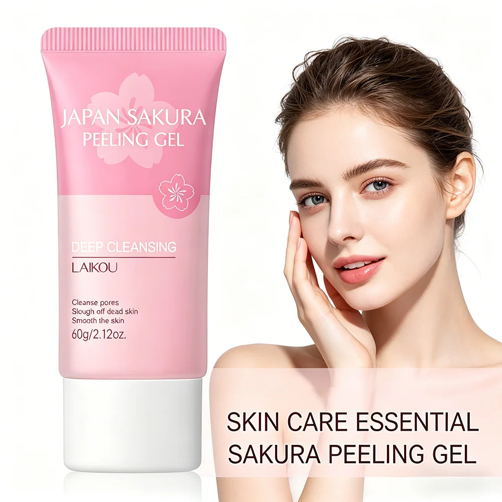 LAIKOU Sakura Peeling Gel, Deep Cleansing Face Exfoliator, Remove Dead Skin Smooth Skin Gentle Exfoliating Scrub 60g Oasis Select Default Title