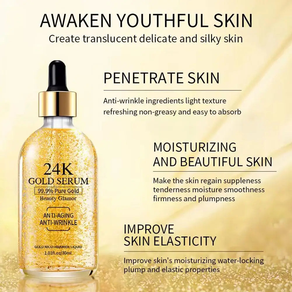 24K Gold Face Serum – Anti-Aging, Brightening & Moisturizing Gold Face Serum Oasis Select