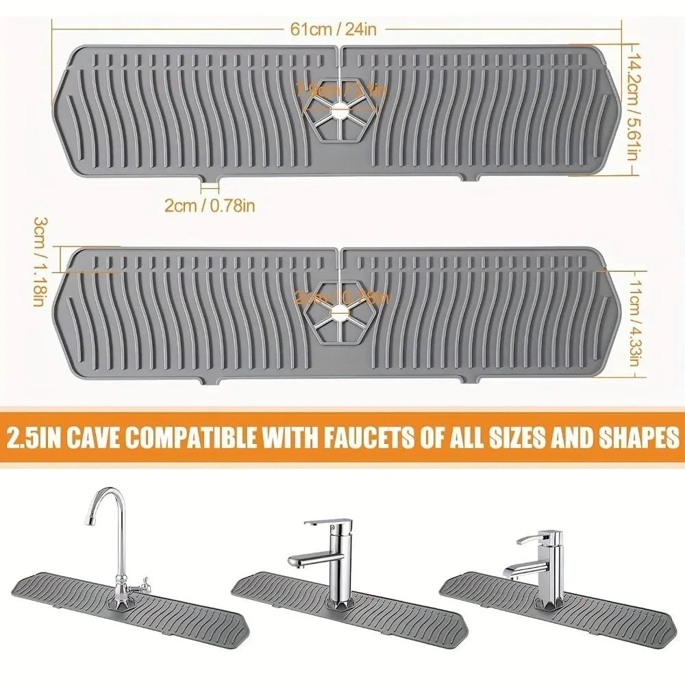 Durable Silicone Sink Splash Guard Foldable Splashproof Faucet Mat Multi-functional Flexible Sink Tray for Kitchen Oasis Select
