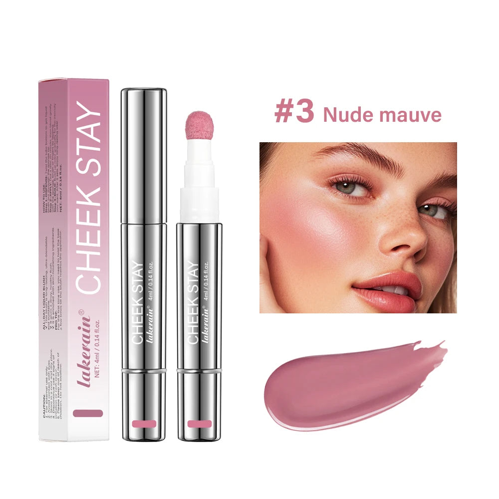 6 Colors Liquid Blush Stick with Sponge Tip Matte Makeup Waterproof Long-Lasting Color Correction Smooth for Lips and Cheeks Oasis Select Color 3