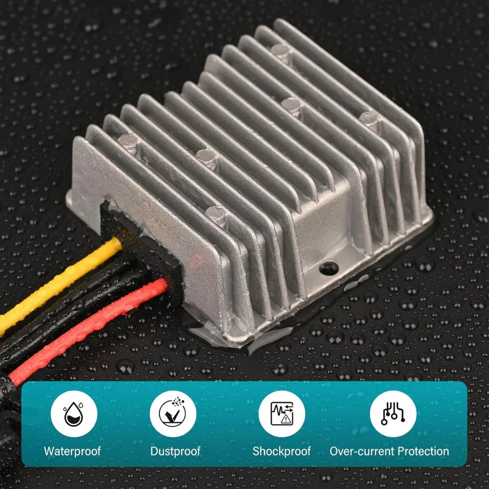 20A 240W DC to DC 24V 36V 48V Step Down to 12V Converter Golf Cart Voltage Reducer Regulator Waterproof Transformer with Fuse Oasis Select