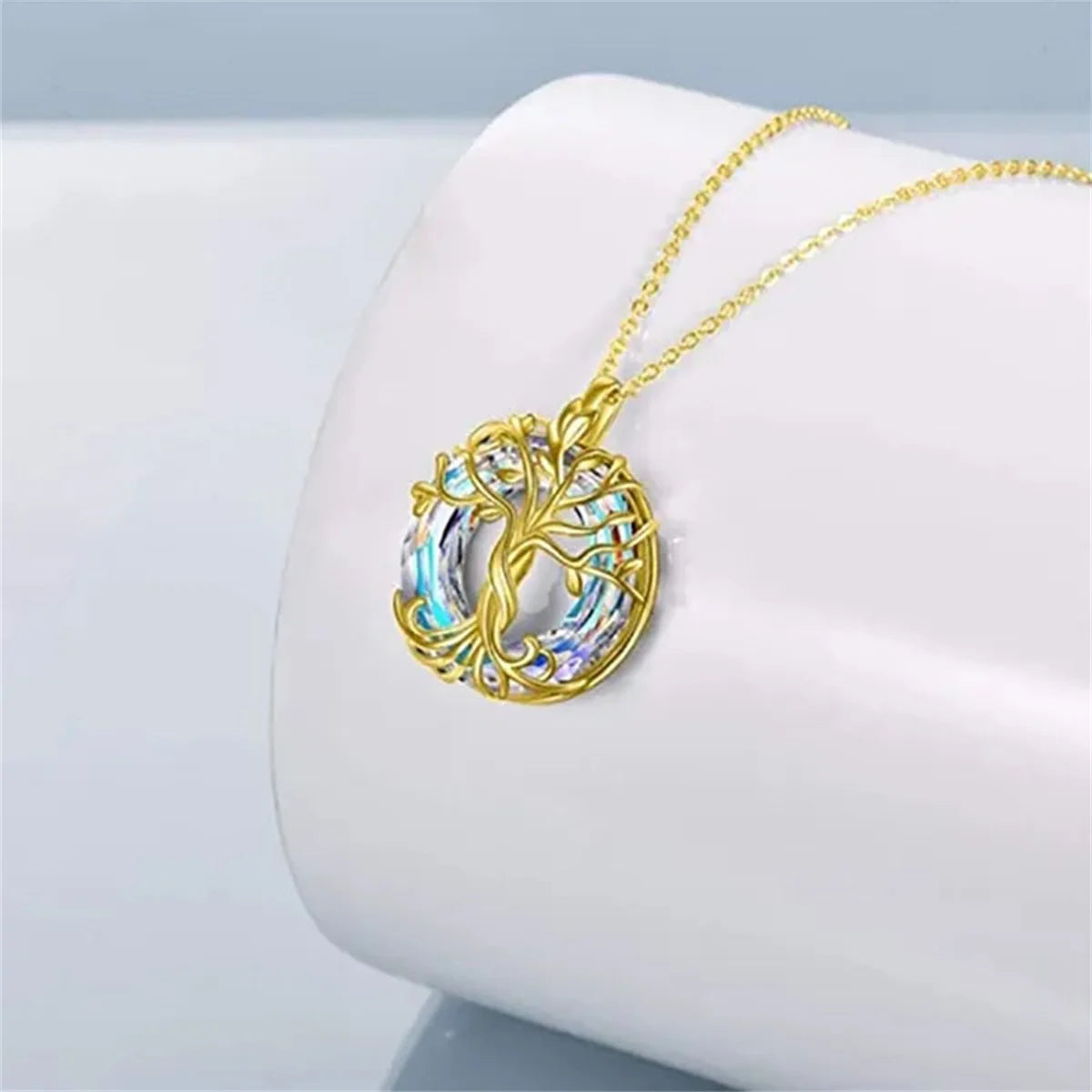 Exquisite Celtic Family Tree Necklace with Circle Crystal - Tree of Life Jewelry Gift for Women Girls Mom Birthday Oasis Select