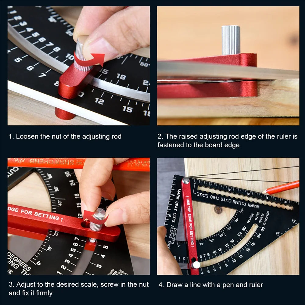 7 Inch Carpentry Triangle Ruler Adjustable Multi Function Carpenter Layout Square Woodworking Tools Square Measuring Ruler Oasis Select