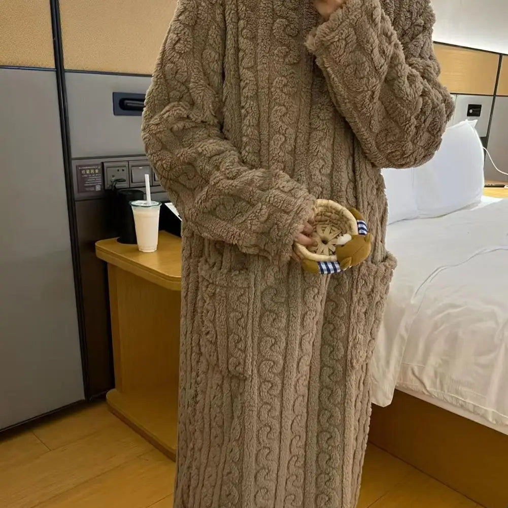 Women's Flannel Nightgown – Long Sleeve Warm Fleece Night Dress