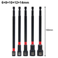 5PCS 6 Inch Magnetic Long Nut Driver 8-14mm For Impact Drill Long Shank Nut Driver Bits Hex Socket Adapter Oasis Select 6-14mm